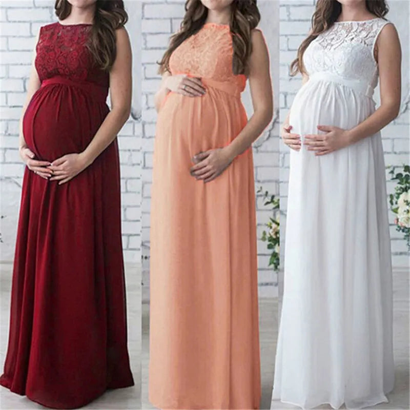Maternity Dress  Pregnancy Photo Shoot Pregnant Women Mother Sleeveless Elegant Vestido Lace Party Evening Maternity Clothes