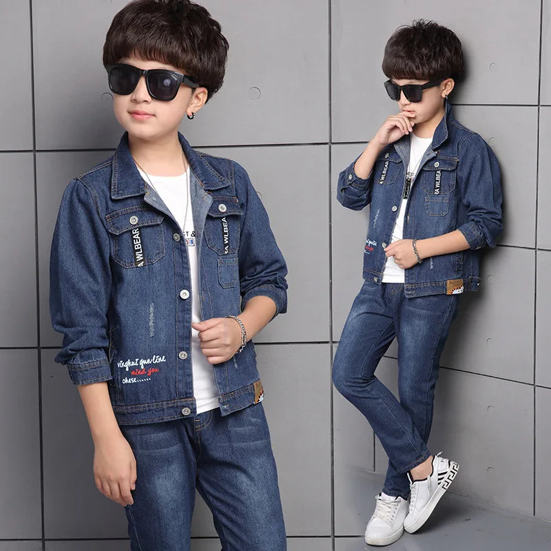 Children's Clothing Boy Spring Suit  Korean Children's Denim Suit Two Sets Of Autumn Children Clothes