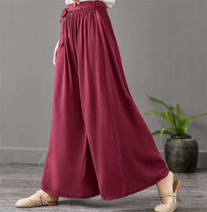 Women' Summer Casual Bohemian Wide Leg Pants  thin cotton linen Trousers fashion Skirts pants