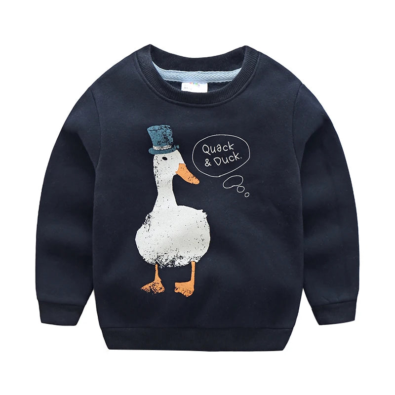 Spring Autumn Korea Style Children'S Birthday Gift Long Sleeve Cartoon Animal Print Kids Baby Boy Sweatshirt
