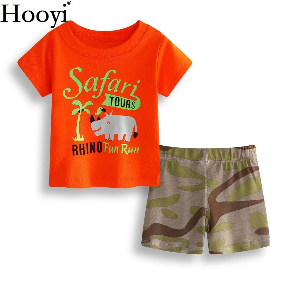 Dino Children Clothes Suit Baby Boy Clothing Sets Infant T-Shirt Camo Shorts Pants Newborn Outfit 6 9 12 18 24 Month