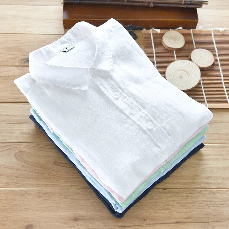 Designer Italy Style 100% Linen Long-sleeved Shirt Men Brand Casual 5 Colors Solid White Shirts For Men Top Camisa Chemise