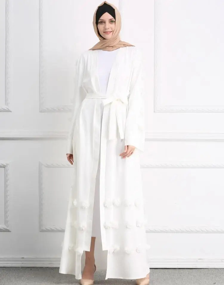 Elegant Full Length Muslim Abaya for women opened kimono cardigan appliques robes  female Muslims Dress Islamic dress