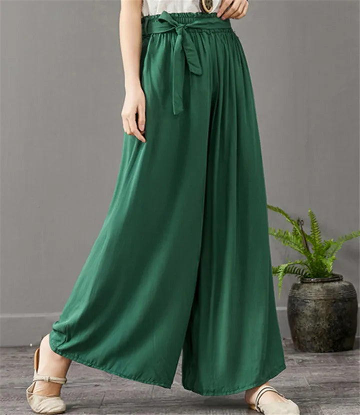 Women' Summer Casual Bohemian Wide Leg Pants  thin cotton linen Trousers fashion Skirts pants