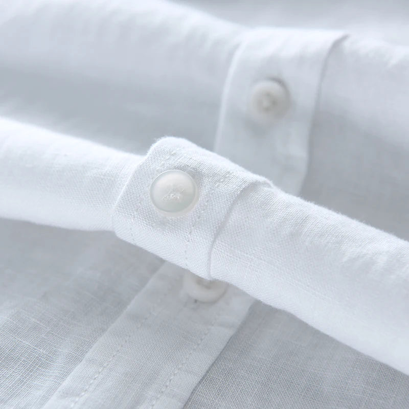 Designer Italy Style 100% Linen Long-sleeved Shirt Men Brand Casual 5 Colors Solid White Shirts For Men Top Camisa Chemise