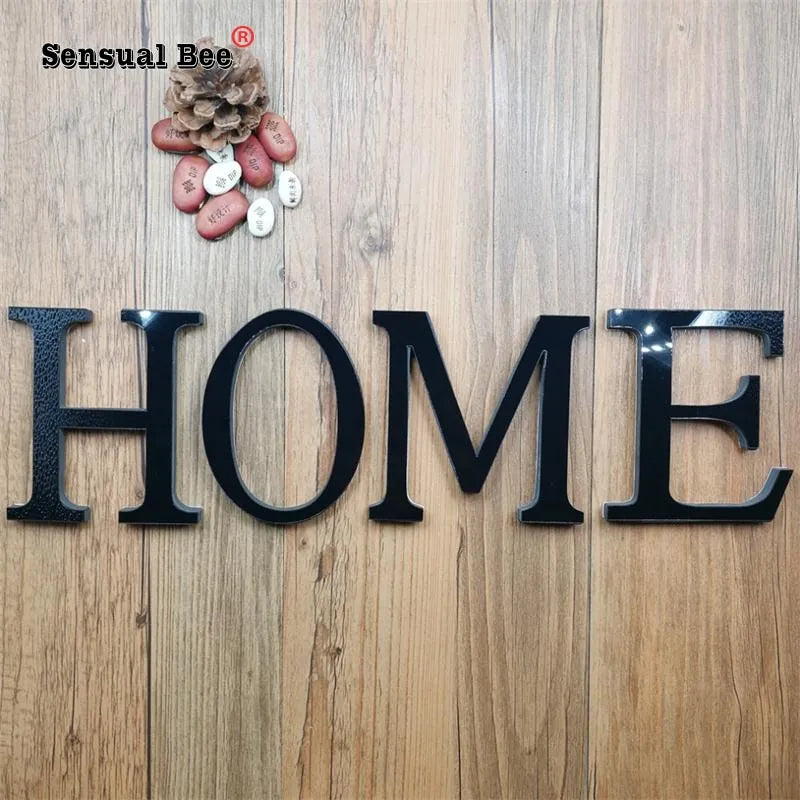 DIY English Letters Acrylic Mirror Surface Wall Sticker Black Alphabet Poster Home Decor Wedding Party Decoration Art Mural