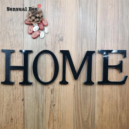 DIY English Letters Acrylic Mirror Surface Wall Sticker Black Alphabet Poster Home Decor Wedding Party Decoration Art Mural