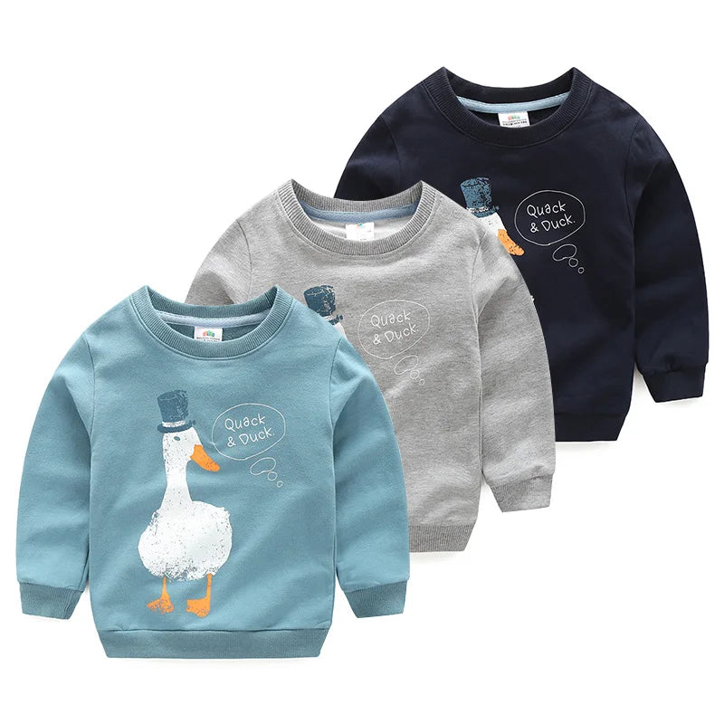 Spring Autumn Korea Style Children'S Birthday Gift Long Sleeve Cartoon Animal Print Kids Baby Boy Sweatshirt