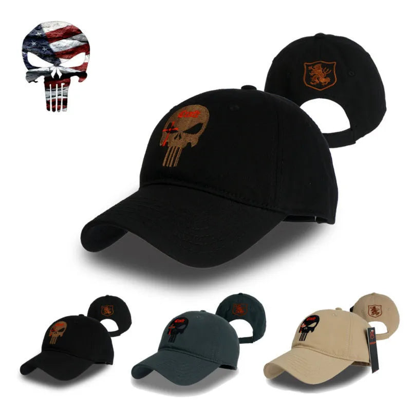 Men Women Running Cap Hat Military Enthusiasts Amercian Punisher SEAL Team Cotton Hat Adjusted Snapback Baseball Cap