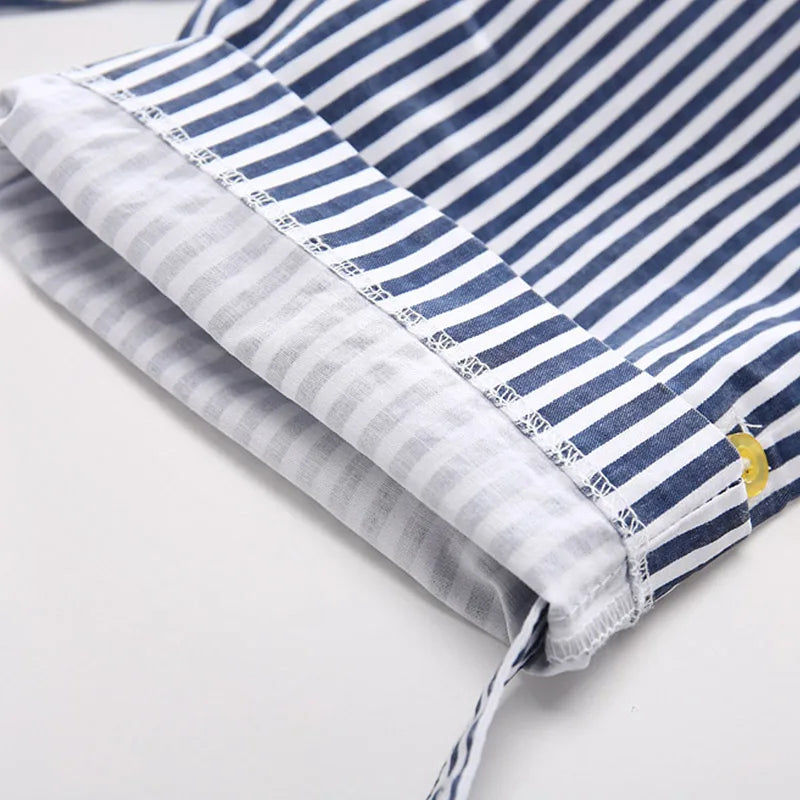 Summer 2 3 4 6 8 10 Years Cartoon Whale Fish Print T-Shirt+Striped Shorts Drawstring Handsome 2 Piece Kids Boy Casual Sets