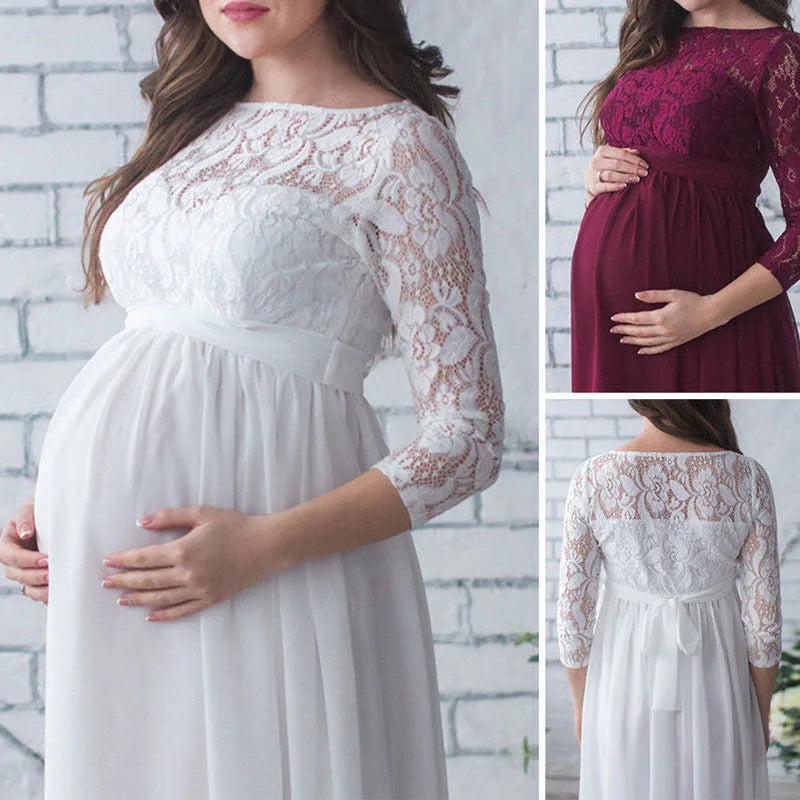 Maternity Dress  Pregnancy Photo Shoot Pregnant Women Mother Sleeveless Elegant Vestido Lace Party Evening Maternity Clothes