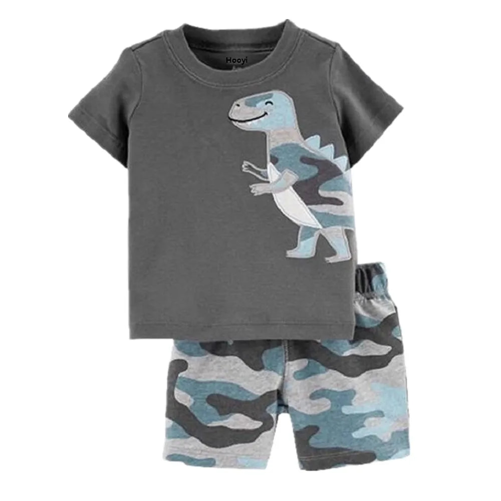 Baby Boys Clothes Suit Summer Dino T-Shirts + Camo Shorts Pants Sets Casual Boy Outfit Cotton Sets Tops 6 9 12 18 24M