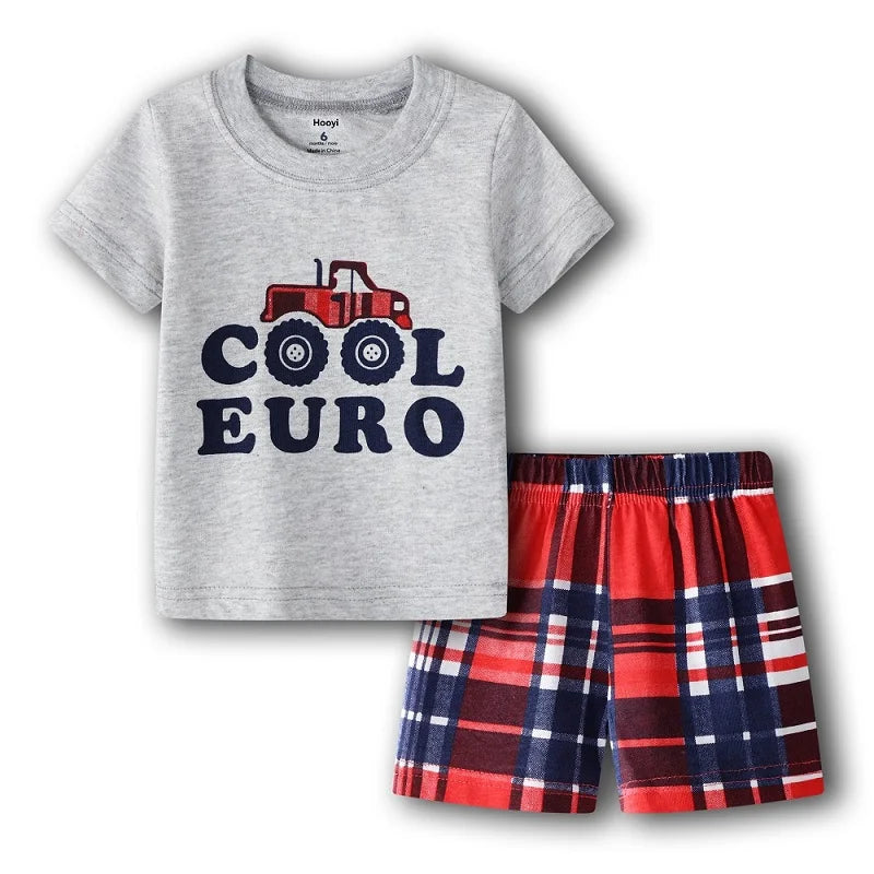 Baby Boys Clothes Suit Summer Dino T-Shirts + Camo Shorts Pants Sets Casual Boy Outfit Cotton Sets Tops 6 9 12 18 24M