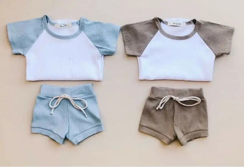 Toddler Baby Girls Boys Kids Summer Clothes Short Sleeve T-shirt Tops + Shorts Pants Outfits Set 0-5Y