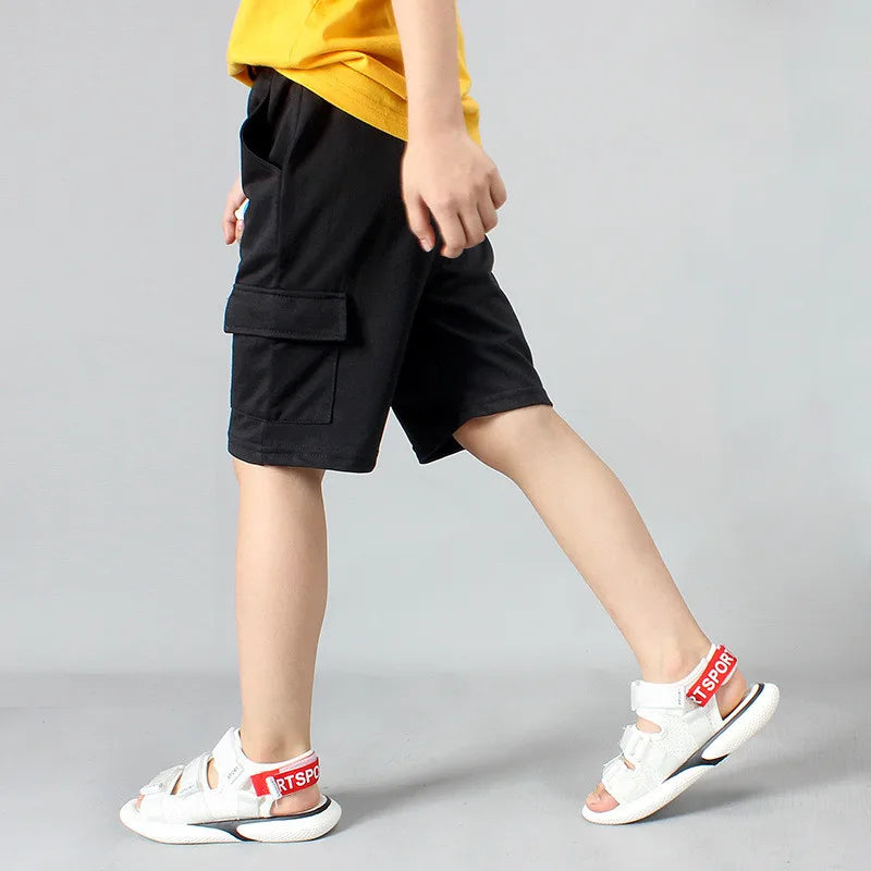 Children Boys Shorts  Summer Zipper Pocket Design Kids Casual Knitted Shorts For Boys 3 4 6 8 10 12 14 Years Clothing Dwq240