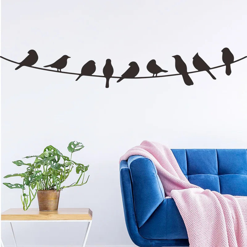 Bird on The Wire Creative Wall Sticker Modern Home Decor Bedroom Living Room Sofa Backdrop Wall Decals Boy Girl Room Decoration