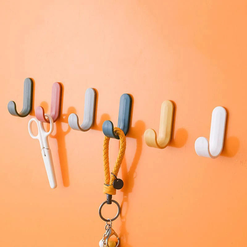 Towel Hook Plastic Door Hanger Self Adhesive Wall Hanger Hat Racks Key Hanger Wall Organizer Home Decor Key Holder