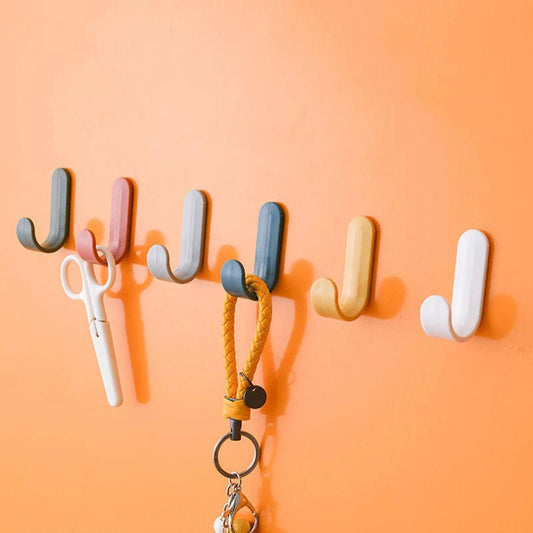Towel Hook Plastic Door Hanger Self Adhesive Wall Hanger Hat Racks Key Hanger Wall Organizer Home Decor Key Holder