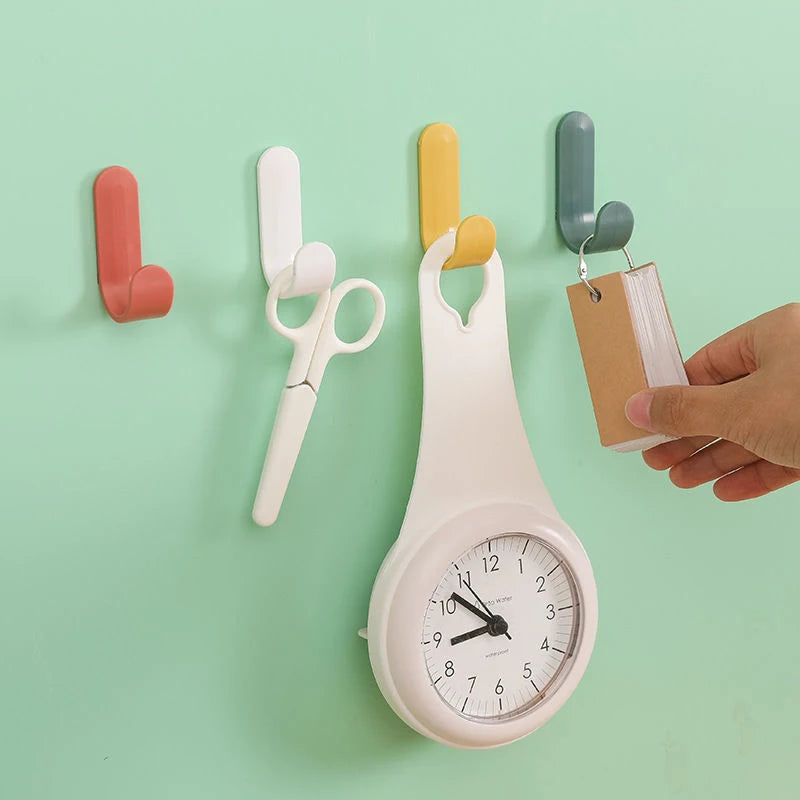 Towel Hook Plastic Door Hanger Self Adhesive Wall Hanger Hat Racks Key Hanger Wall Organizer Home Decor Key Holder
