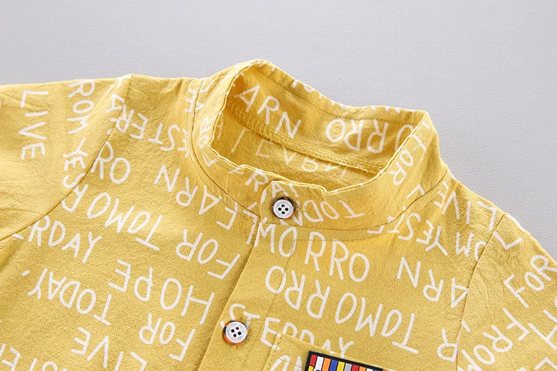 Boys Clothes Baby Summer Letter Shirt Set Print 2 PCS Short Sleeve Shirt + Pants for Infant Toddler Boy Outwear