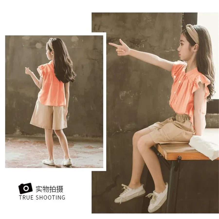 Girls Clothes Set Summer top + Short Pants 2 PCS Children Clothing For Girls Teen Kids Girls Clothes 8 10 12  Year