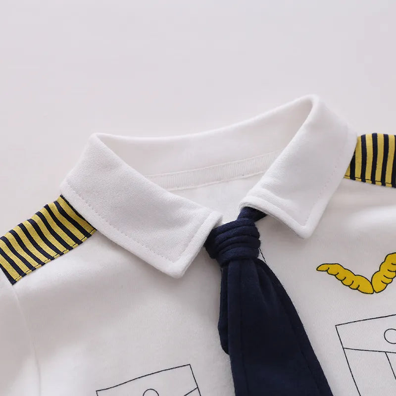 Cotton Newborn Baby pilot clothes plane Rompers New born Boy Romper Onesie Infant Outfit Costume Babygrow Captain Overalls