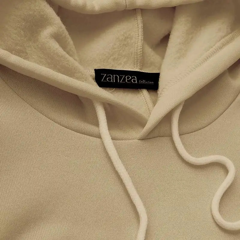 Stylish Hooded Hoodies Dress Women Autumn Sweatshirts Casual Long Sleeve Maxi  Female Solid Robe