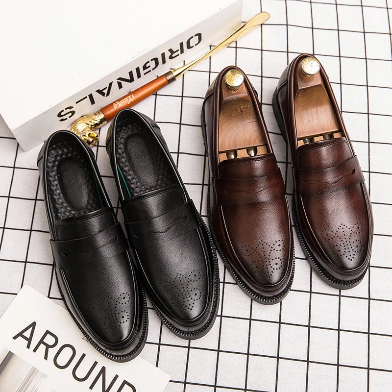 Classic Retro Men's Dress Shoes Business Style Party Leather Formal Shoes Wedding Shoes Men's Flats Leather Oxfords Loafers