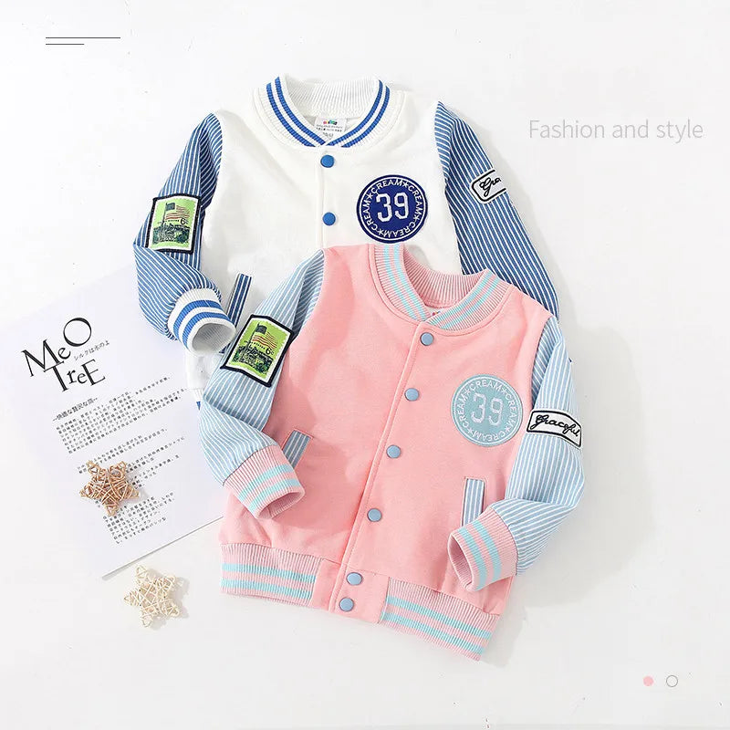 Spring Autumn New Fasion Kid's Clothing Children Patchwork Long Sleeve Baby Baseball Coat Jacket For Boys