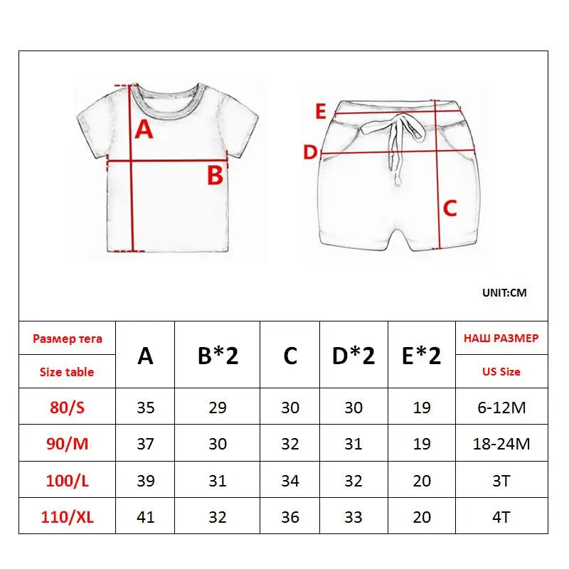 Boys Clothes Baby Summer Letter Shirt Set Print 2 PCS Short Sleeve Shirt + Pants for Infant Toddler Boy Outwear