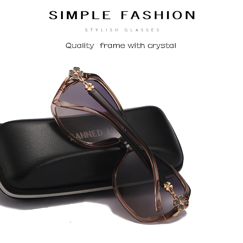 Luxury Women Polarized Sunglasses Latest Lady's  UV400 Protection Crystal Feminin Cool Sun Glasses Diamond Vintage Gafas