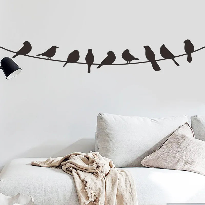 Bird on The Wire Creative Wall Sticker Modern Home Decor Bedroom Living Room Sofa Backdrop Wall Decals Boy Girl Room Decoration