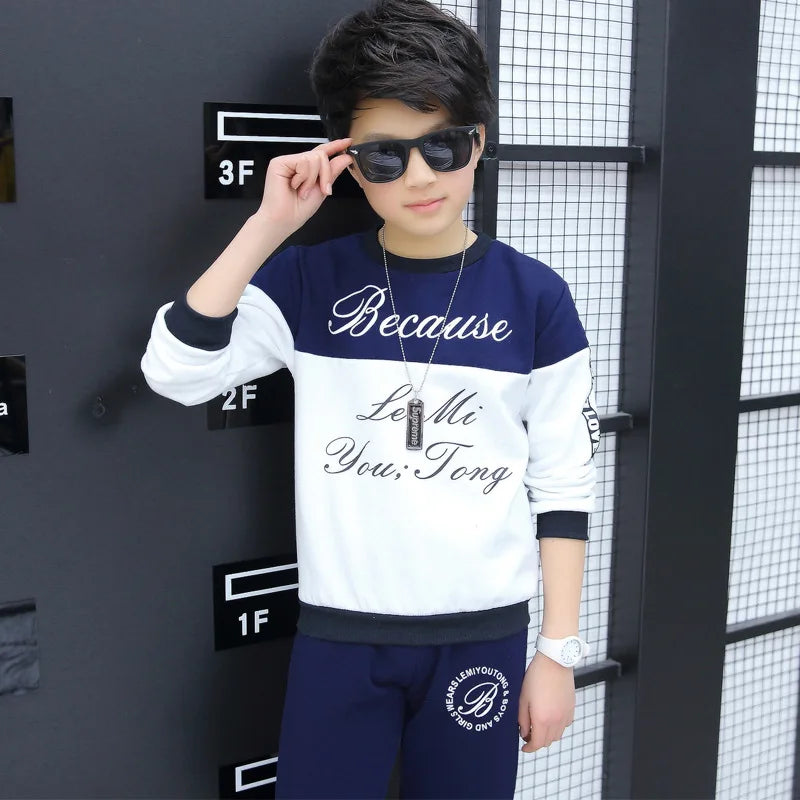 new Boys clothes sport suit casual sets autumn letter children SPRING kids tracksuit spring + pants 5 6 7 8 9 10 11 12 year