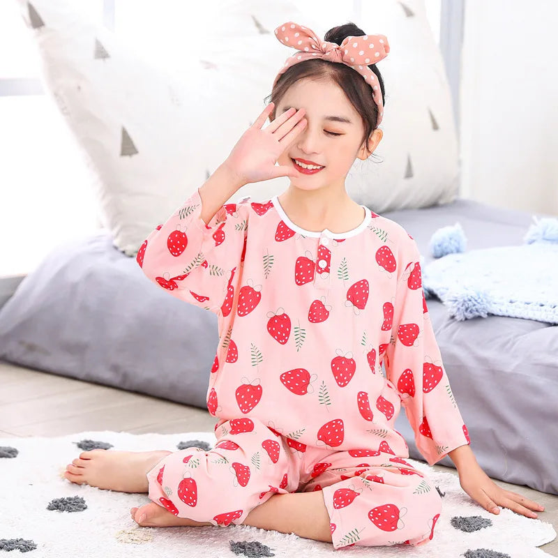 Teens Pijamas Boys Sleepwear 100% Cotton Long Sleeve Clothes Sets Cartoon 2Pieces Sets Pyjamas Kids Nightwear