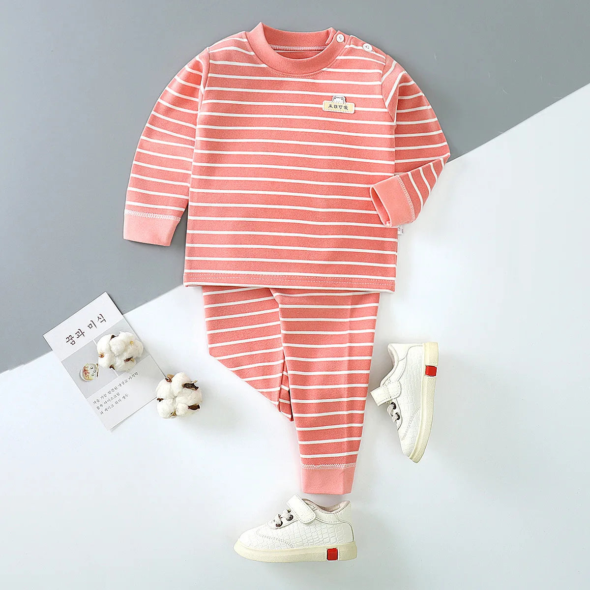 New Kids Boys Girls Pajama Sets Striped Long Sleeve O-Neck T-Shirt Tops with Pants Toddler Autumn Warm Sleeping Clothes Set kids girls boys toddlers