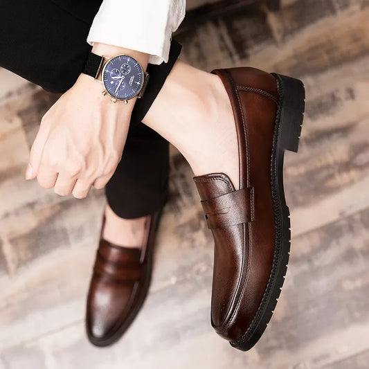 Classic Retro Men's Dress Shoes Business Style Party Leather Formal Shoes Wedding Shoes Men's Flats Leather Oxfords Loafers