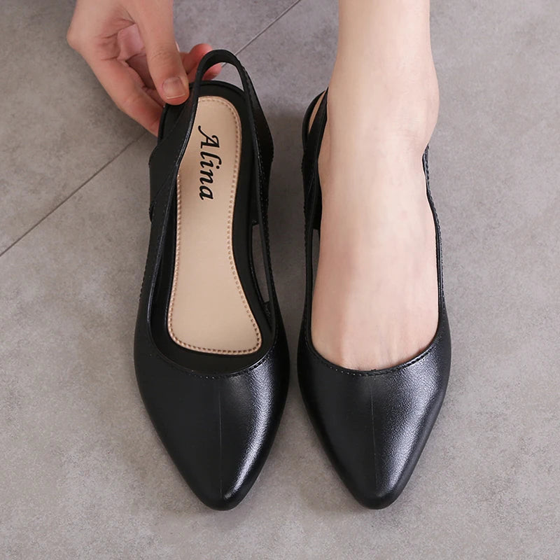 Sandals Women Pointed Toe Chunky Med High Heels Flip Flops Singback Casual Candy Skid proof Beach Shoes For Women