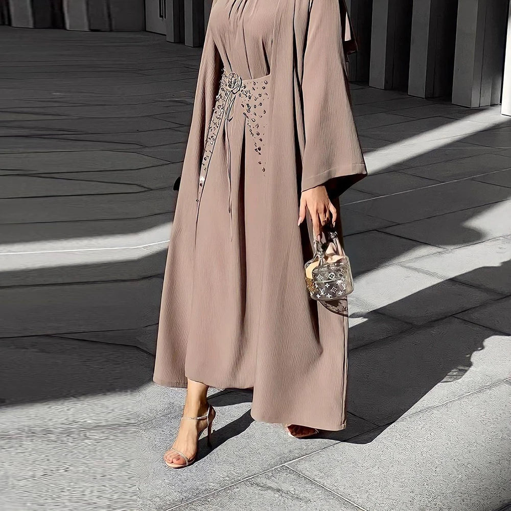 Open Abaya Islam Arabic Muslim Sets Hijab Prayer Long Dress For Women Robe Longue Kimono Femme Musulmane