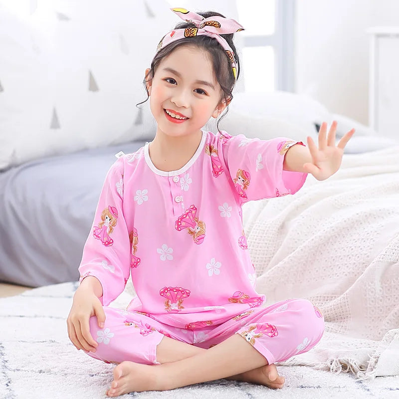 Teens Pijamas Boys Sleepwear 100% Cotton Long Sleeve Clothes Sets Cartoon 2Pieces Sets Pyjamas Kids Nightwear