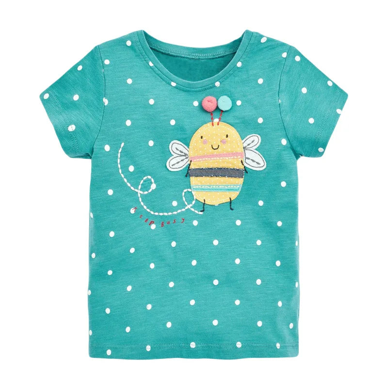 Little maven  Cotton T-shirt Short Sleeves Summer Clothes with Little Bees Lovely for Baby Girls Kids 2 to 7 year