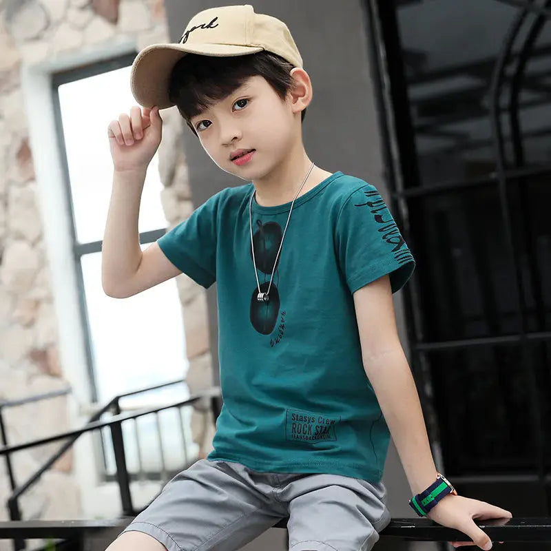 summer Teenager Boys Clothes Casual Outfit Kids Tracksuit Child t shirt + shorts hot pant