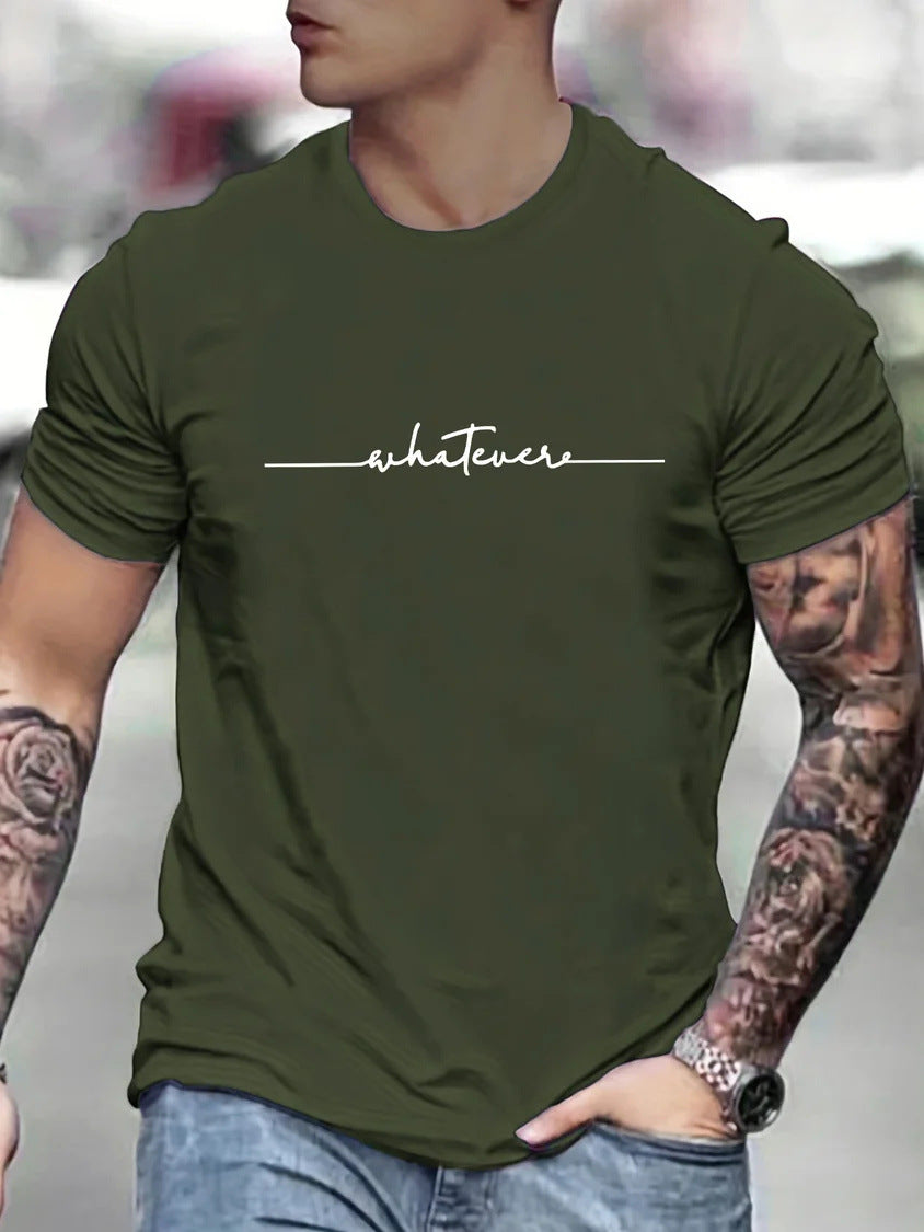 Plus Size Men's  Printed Casual Round Neck T-shirt