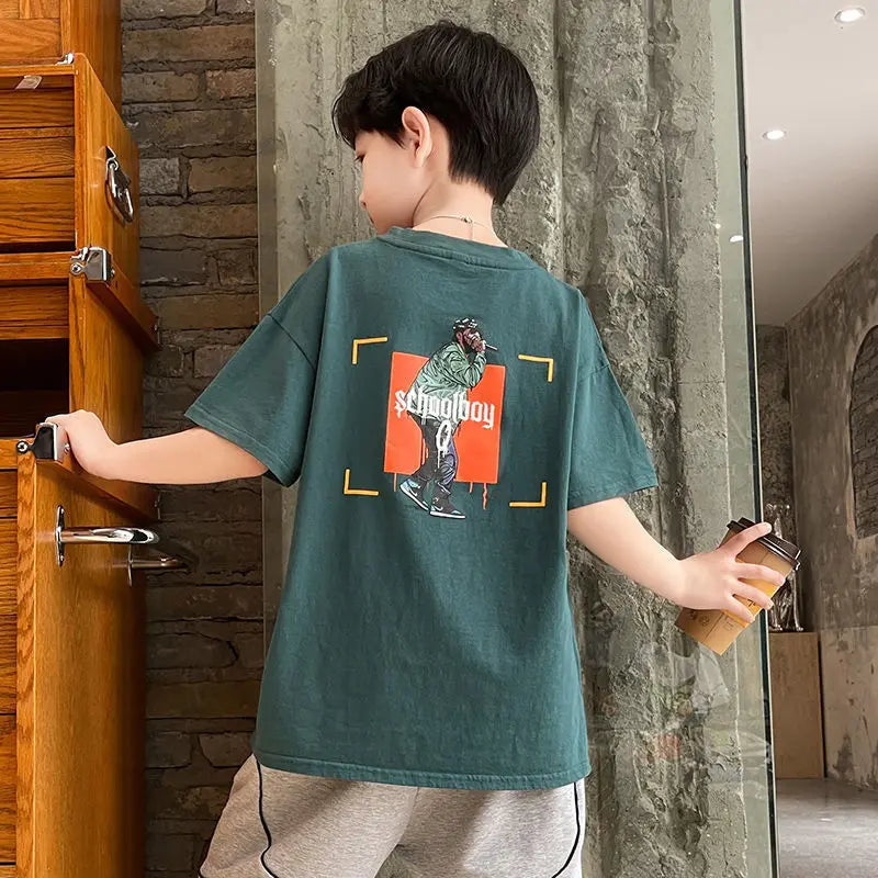 Kids  2Pcs/Sets Tracksuits Children Clothes Summer Cotton  Baby teenage boy Clothing Boys Casual T-Shirt Shorts