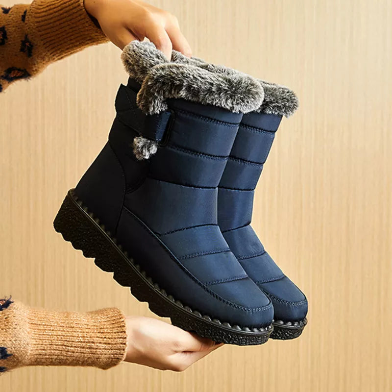 Waterproof Winter Boots for Women Faux Fur Long Plush Snow Boots Woman Platform Ankle Boots Warm Cotton Couples Shoes