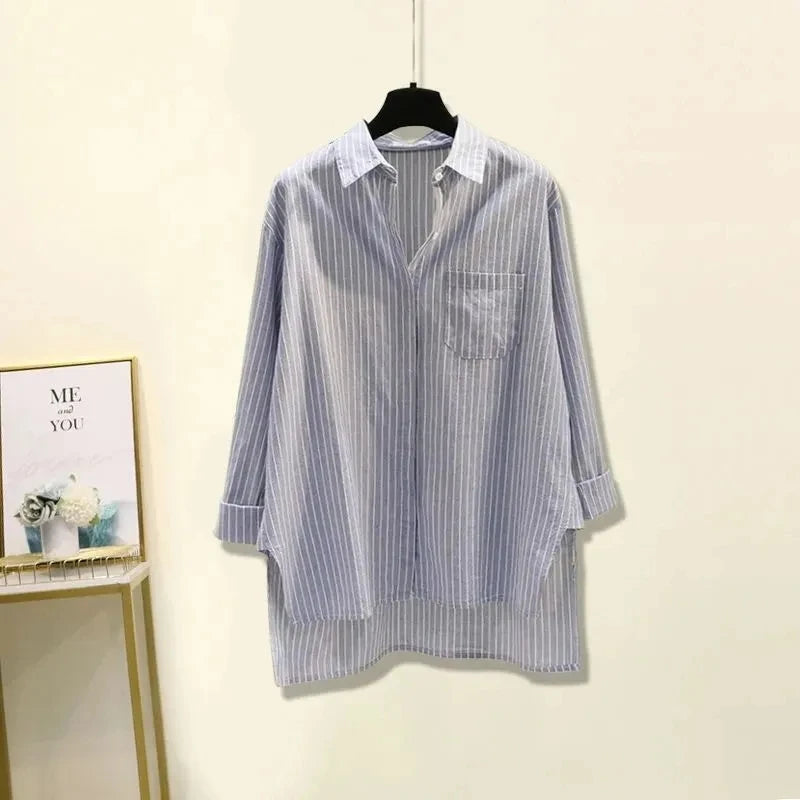 Style Elegant Women's Pants Set Loose Casual Chiffon Shirt Pierced Jeans Two-piece Set Outfits