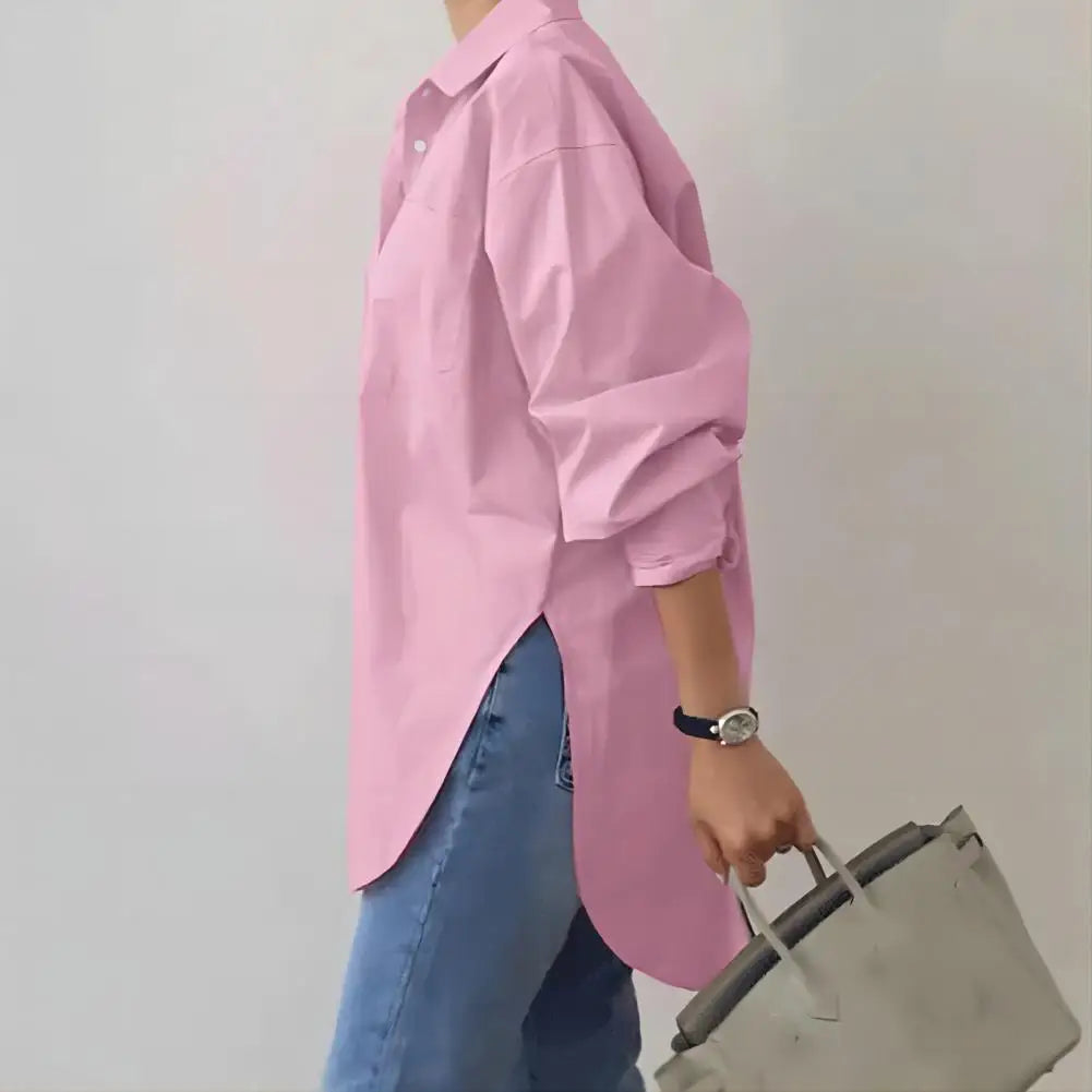 Women Long Sleeve Shirt  Long Sleeve Shirt Stylish Women's Spring Shirt with Turn-down Collar Long Sleeve