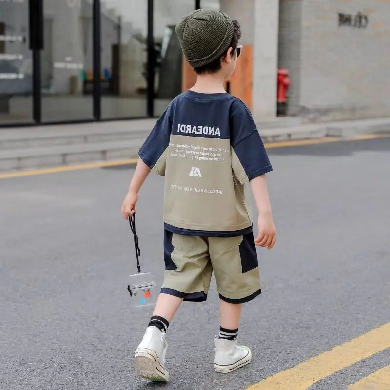 Children Clothing Sets New Summer Casual Outfit T-shirt + Pants Boys Clothes Suit Kids Tracksuit Teen