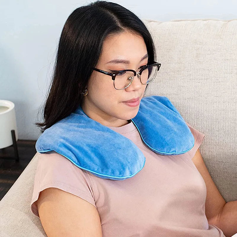 Microwave-heated shoulder and neck warm compress pack flaxseed neck pillow shoulder warming shawl lavender clay beads pain relive
