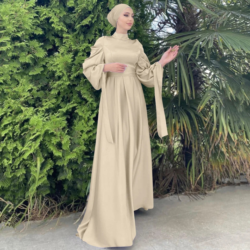 Satin abayas For Women  Kaftan Dubai Turkey Fashion Muslim's Dresses Luxury Islam Robe African Kimono Morocco Clothing Caftan