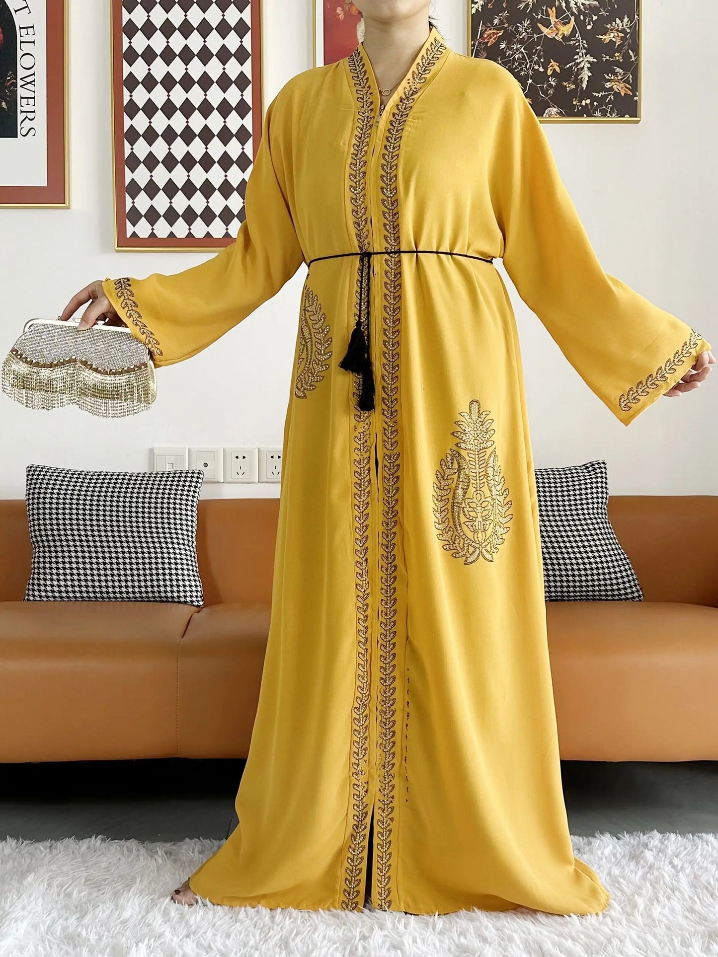 Open Abaya Dubai Kaftan Muslim Cardigan Abayas Dresses for Women  Casual Kimono Robe Femme Caftan Turkish Islamic Clothes